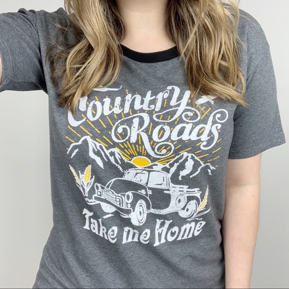 Country Roads Take Me Home Graphic Tee S L Gray - Picture 4 of 8